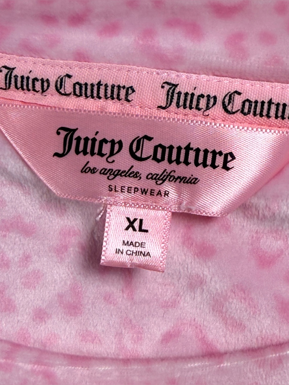 Juicy Couture Pink Leopard Velour PJs Pajamas Loungewear Rhinestone Y2K XL - Picture 11 of 13